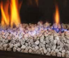 Chimeneas a gas natural decoración fuego guijarros Stenen-grijs