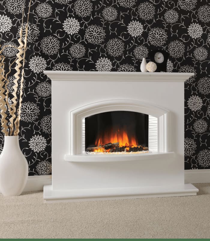 Chimenea FLAMERITE FIRES VALENTINO suelo arctic white 1000W Chimenea FLAMERITE FIRES VALENTINO suelo arctic white 1000W